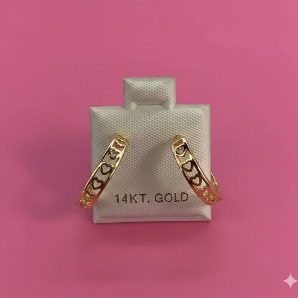 14K Gold Heart Hoop Earrings